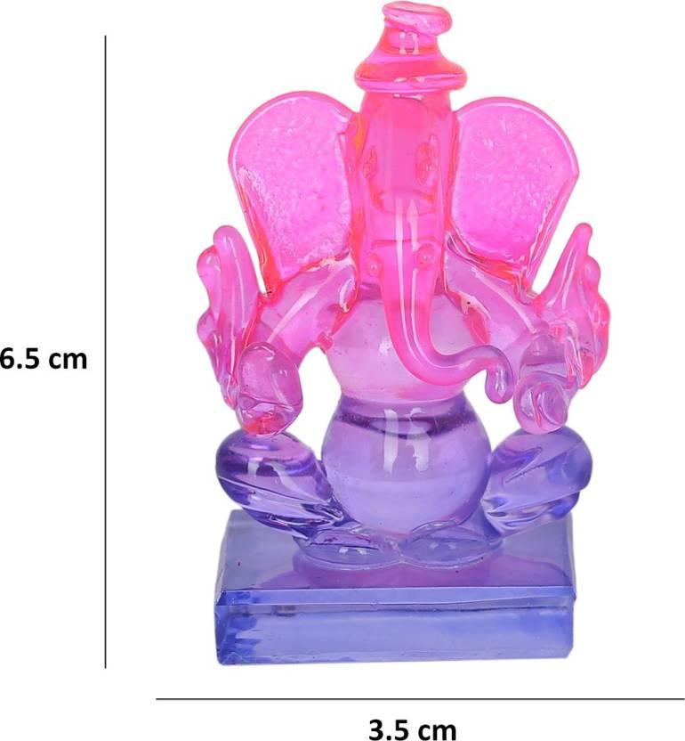 Crystal Ganesh Twin Side Face Car Dashboard Idols Showpiece - 6.5 cm��(Crystal, Multicolor)